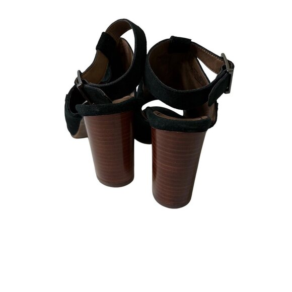 Vionic Kaia Women's Black Suede Block Stacked Heel Sandal Peep Toe Size 9.5 - Picture 3 of 9